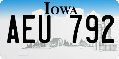 IA license plate AEU792