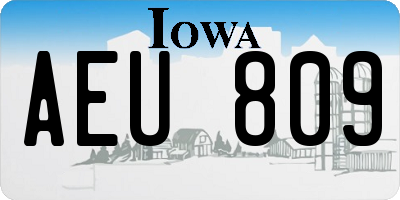 IA license plate AEU809