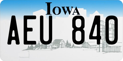 IA license plate AEU840