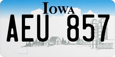 IA license plate AEU857