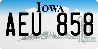 IA license plate AEU858
