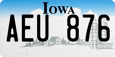 IA license plate AEU876