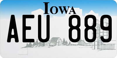 IA license plate AEU889