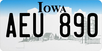 IA license plate AEU890