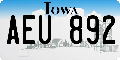 IA license plate AEU892