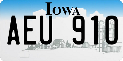 IA license plate AEU910