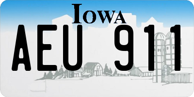 IA license plate AEU911