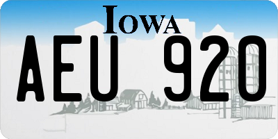 IA license plate AEU920