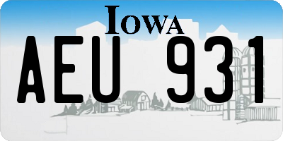 IA license plate AEU931