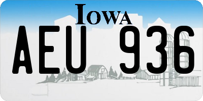 IA license plate AEU936