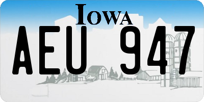 IA license plate AEU947