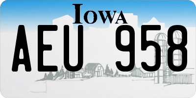 IA license plate AEU958