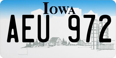IA license plate AEU972