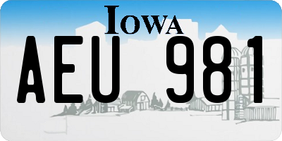 IA license plate AEU981