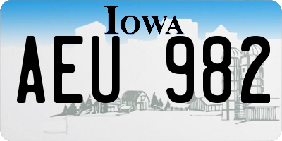 IA license plate AEU982
