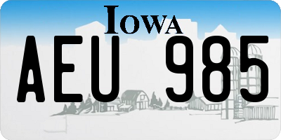 IA license plate AEU985