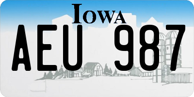 IA license plate AEU987
