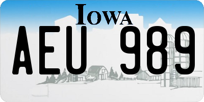 IA license plate AEU989