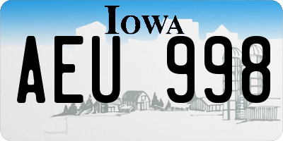 IA license plate AEU998