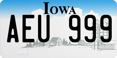 IA license plate AEU999