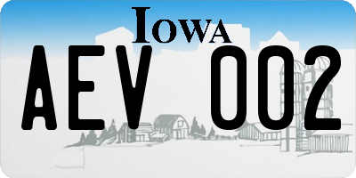 IA license plate AEV002