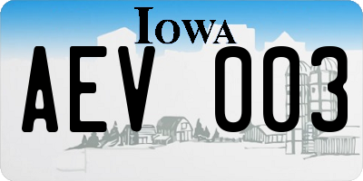 IA license plate AEV003