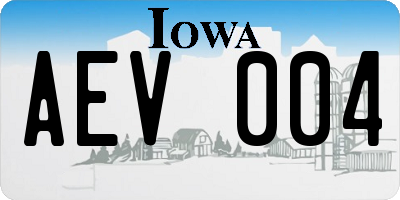 IA license plate AEV004