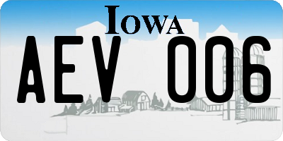 IA license plate AEV006