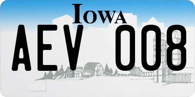 IA license plate AEV008