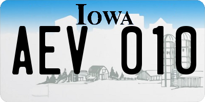 IA license plate AEV010