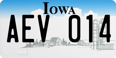 IA license plate AEV014