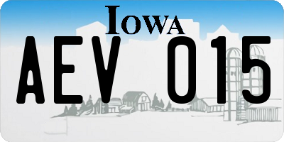 IA license plate AEV015