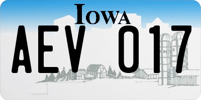 IA license plate AEV017