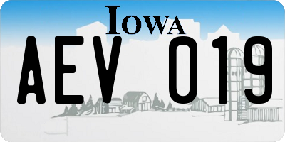 IA license plate AEV019