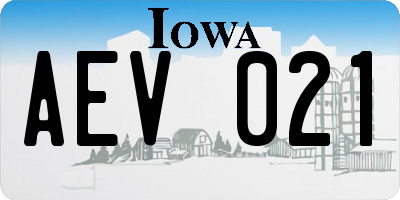 IA license plate AEV021