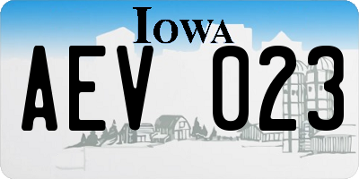 IA license plate AEV023