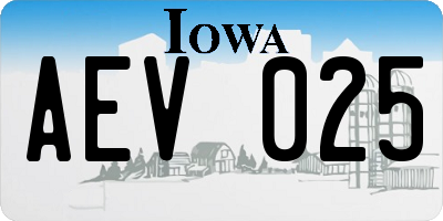 IA license plate AEV025