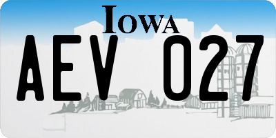 IA license plate AEV027