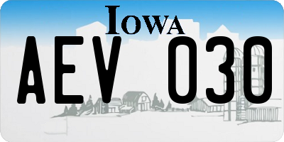 IA license plate AEV030