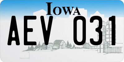 IA license plate AEV031