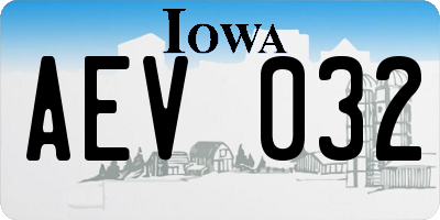IA license plate AEV032