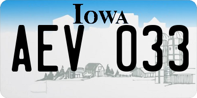 IA license plate AEV033