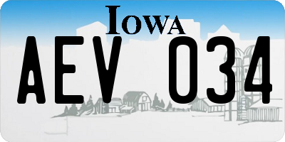 IA license plate AEV034