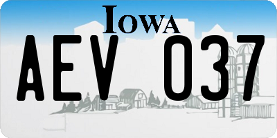 IA license plate AEV037