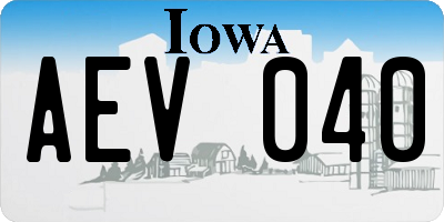 IA license plate AEV040