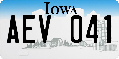 IA license plate AEV041