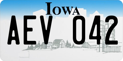 IA license plate AEV042