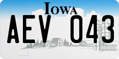 IA license plate AEV043