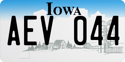IA license plate AEV044