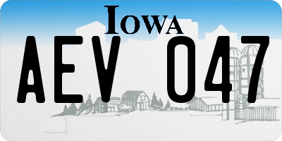 IA license plate AEV047